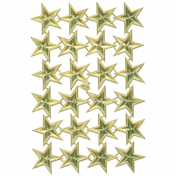 Set of 6 German Dresden Embossed Gold Foil 2 inch Stars