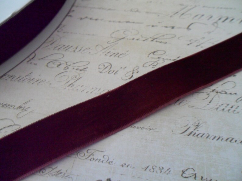 Burgundy Brown Velvet Ribbon, 7/8 inch wide image 1