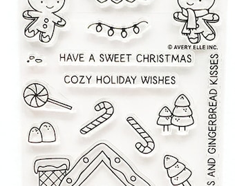 Avery Elle Clear Photopolymer Rubber Stamps Gingerbread Kisses