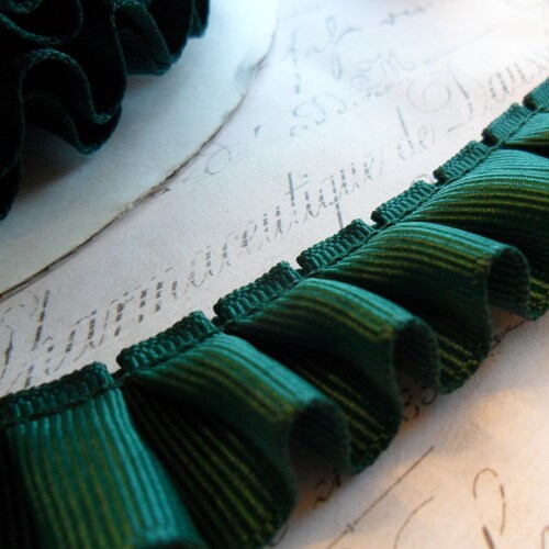 Deep Emerald Green Grosgrain Box Pleat Ruffle Trim 7/8 Inch - Etsy