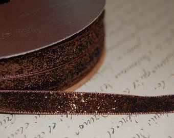 3/8 Bronzed Brown Metallic Velvet Ribbon