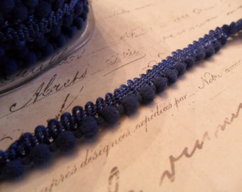 Navy Blue Petite Pom Pom Trim