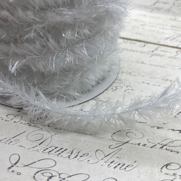 White Vintage Style Tinsel and Chenille Roping Trim