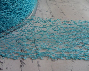 1 1/2 Inch Mesh Web Ribbon in Turquoise