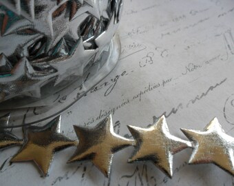 Metallic Silver Stars Ribbon Trim