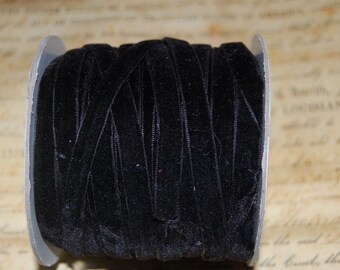 3/8 inch Raven Black Velvet Ribbon