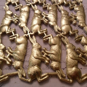 12 Metallic Gold Foil Vintage Style Die Cut Dresden Easter Bunnies German Scrap