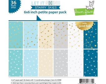 Cervatillo de césped: 6 "x 6" Almohadilla de papel estampado - 36 hojas Cielos estrellados