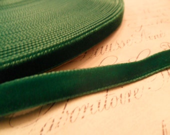 3/8 inch Christmas Green Velvet Ribbon