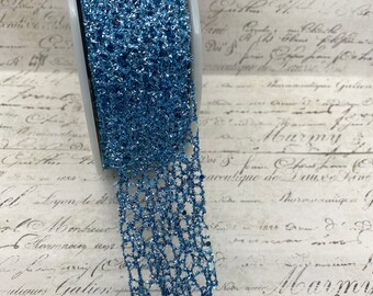 1.5 inch Light Blue Disco Glitter Web Mesh