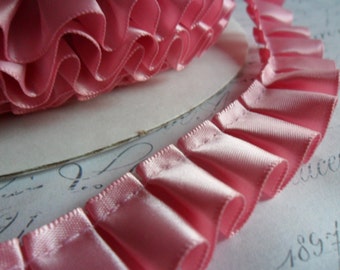 Dusty Rose  Satin Box Pleated Ruffle Trim 7/8 wide