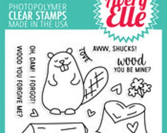 Avery Elle Clear Photopolymer Rubber Stamp Set - wood you