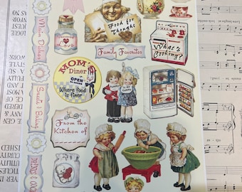 Heartwarming Vintage Crafty Secrets Stickers what’s cooking