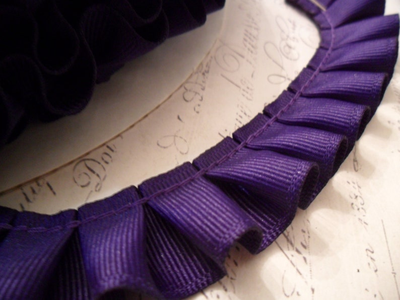 7/8 Deep Violet Box Pleated Grosgrain Ribbon Trim image 1