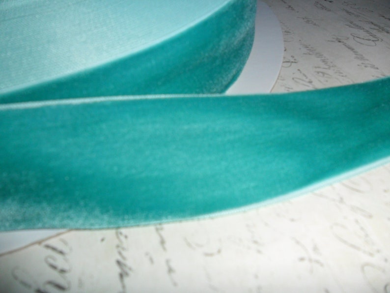 1.5 inch Aqua Jade Velvet Ribbon image 1