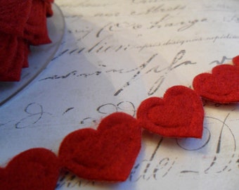 Red Felt Heart Ribbon Hearts