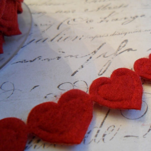 Red Felt Heart Ribbon Hearts