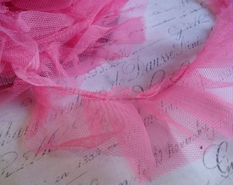 Sweet Pink  Tulle Ruffle Fringe 1.5 inches wide