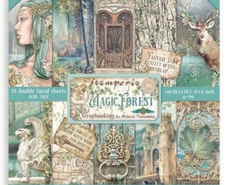 Magic Forest by Stamperia 8x8 Scrapbooking paper 10 double faced sheets