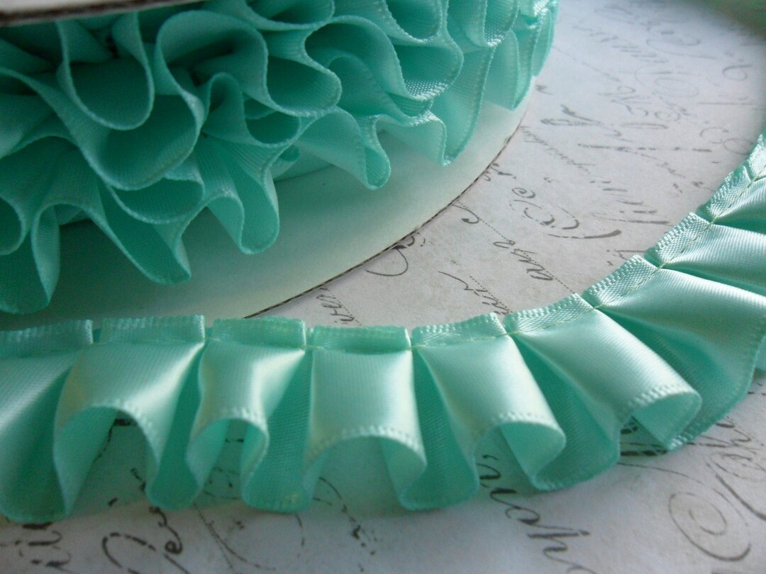 Aqua Satin Box Pleat Ruffle Trim 7/8 Inch - Etsy
