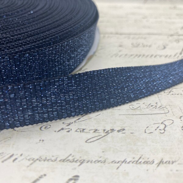 5/8 inch Blue Metallic Sparkle Glitter Grosgrain