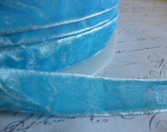 Robin's Egg Blue Crushed Velvet Ribbon 5/8 wide