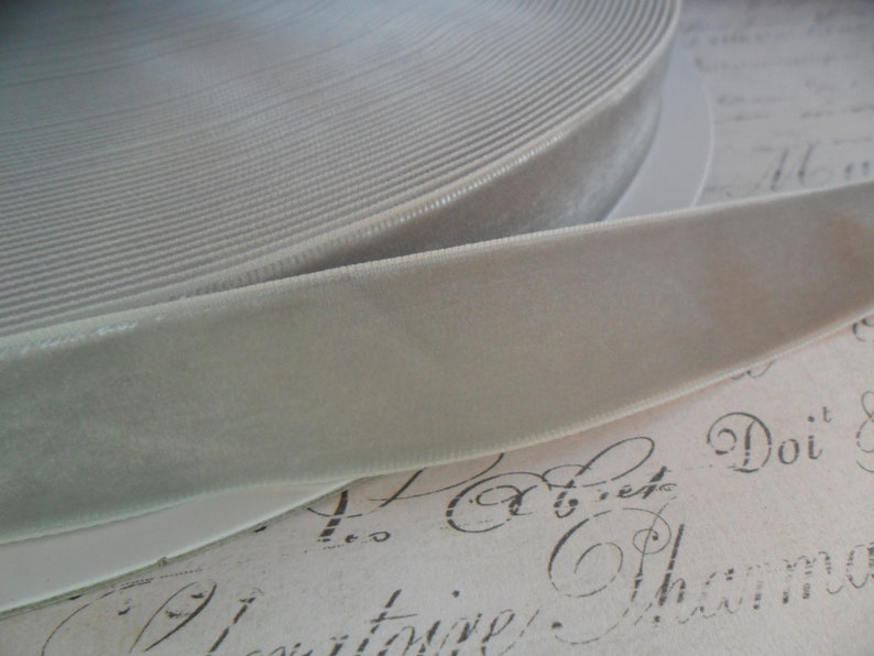 7/8 inch Softly Silver Gray Velvet Ribbon image 1