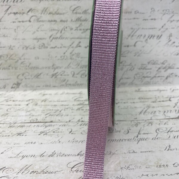 5/8 inch Pink Metallic Grosgrain