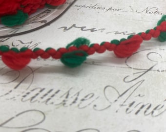 Christmas Red and Green Mini Wired Pom Pom Trim