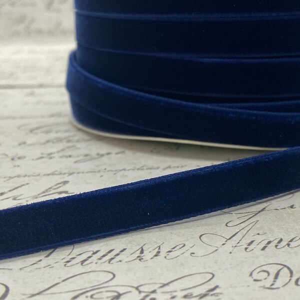 3/8 inch Midnight Sky Blue Velvet Ribbon