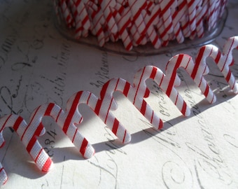 Red and White Peppermint candy canes 1 inch wide satin Ribbon