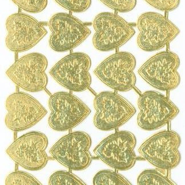 10 Dresden die cut and embossed Valentine Hearts with floral design 3/4 inch wide