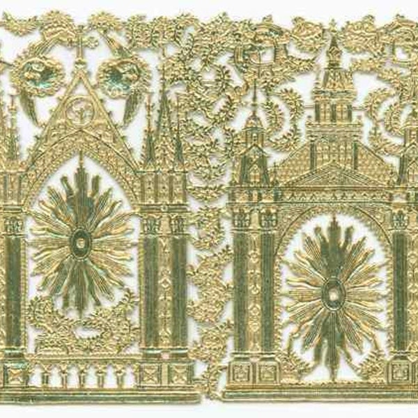 Set of 2 Embossed Gold Foil Dresden Cathedral Castles