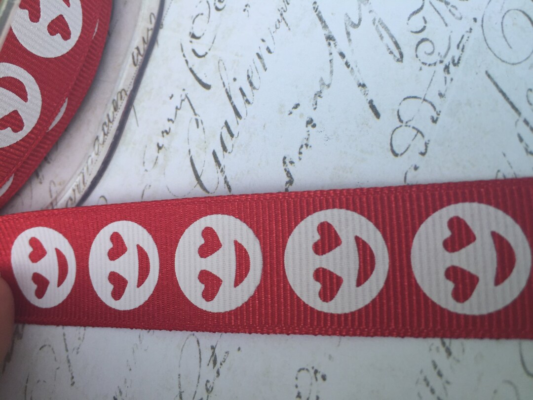 3/4 Inch Wide Love Emoji Grosgrain Ribbon - Etsy