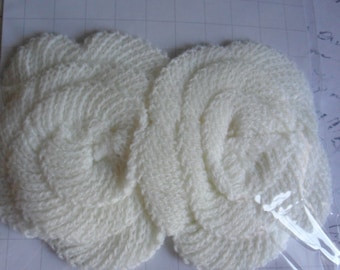Maya Road Winter's Roses Winter White Sweater Knit Flowers