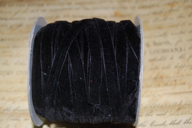 3/8 inch Raven Black Velvet Ribbon image 1