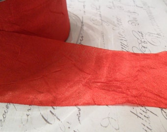 1.5 inch Rose Red Sheer Crushed Ribbon