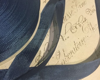 Union Blue Vintage Seam Binding Ribbon