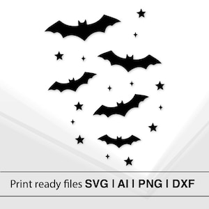Halloween Bats SVG | Flying Bats SVG | Instant Download | Spooky Bats Clipart | Halloween Sublimation PNG | Bat Silhouette Design