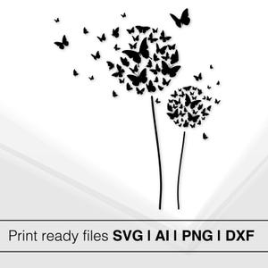 Dandelion Butterfly SVG | Instant Download | Dandelion Silhouette | Butterfly Wall Art SVG | Cricut File | Dandelion Decal | Butterfly