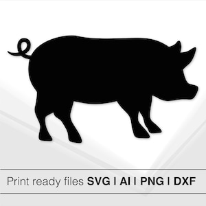 Pig Silhouette | Farm Animal SVG | Pig Clipart | Vinyl Cutting Design | DIY Stencil Template | Pig Digital Design | Instant Download _1023