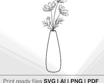 Minimalist Flower Vase Line Art | Instant Download | Black And White Art | Printable Art | Modern Home Decor | Wall Art