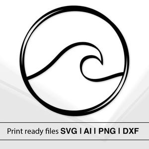 Minimalist Wave Design | Black And White Circle Art | Wave SVG | Instant Download | Geometric Pattern | Sea Theme | Vector Graphic