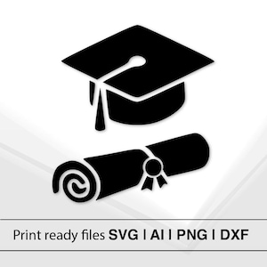 Abschlussmütze und Diplom SVG | Sofortdownload | Graduierung Clipart | Akademische Leistung | Schulzeremonie Dekor | Monogramm-Rahmen