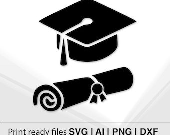 Graduation Cap And Diploma SVG | Instant Download | Graduation Clipart | Academic Achievement | School Ceremony Decor | Vector File