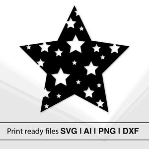 Star Design With Cutout Stars | Instant Download | Star SVG For Cricut | Laser Cut Star | Star Template For Crafting