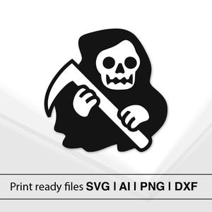 Grim Reaper Silhouette | Halloween Decor | Gothic Art | SVG Cut File | Printable Design | Spooky Illustration | Crafting Template