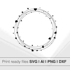 バレンタインデーのハートフレーム SVG | 即時ダウンロード | ラブハートクリップアート | サークルフレーム SVG | ウェディングフレーム | ハートサークルフレーム