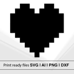 Pixel Art Heart | Retro Gaming SVG | Instant Download | Pixel Heart Vector | Love Clipart Sticker | Valentine&#39;s Day Gift | DIY Project