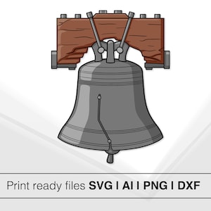Liberty Bell Vector Art | Download instantâneo | SVG patriótico | Símbolo americano Clipart | Ícone histórico PNG | Arquivo de artesanato DIY